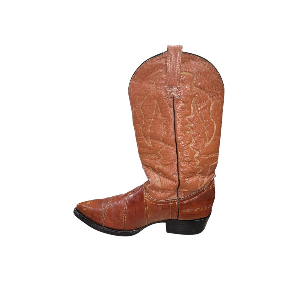 Botas Tejas Exotic Men's Eel Skin Brown Cowboy Boots US Size 8 - Picture 5 of 15